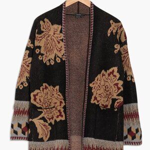 Oversized Floral Intarsia Cardigan